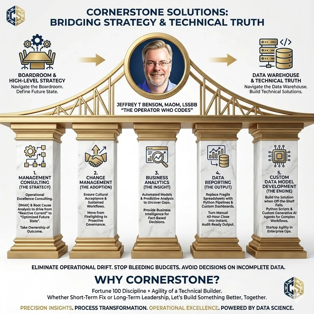 Cornerstone Solutions: The Operator Who Codes — bridging boardroom strategy and data technical truth
