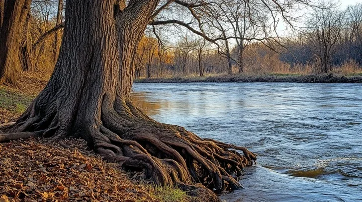 Tree roots at the edge of a river — the supplier feeds the flow
